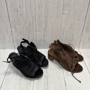 Bernardo Brown Snakeskin Lace-Up & black Sonoma Sandals, Size 8M